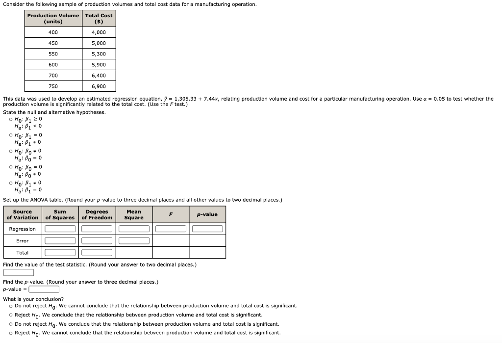 Solved Consider The Following Sample Of Production Volumes 