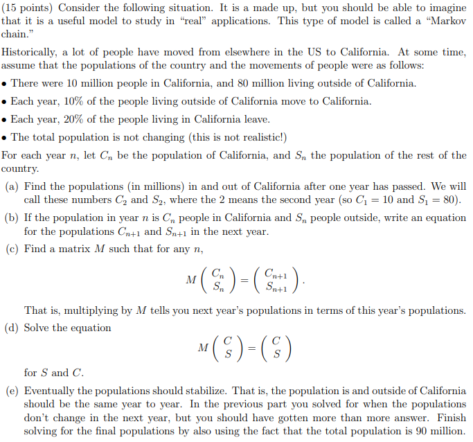 Solved (15 points) Consider the following situation. It is a | Chegg.com