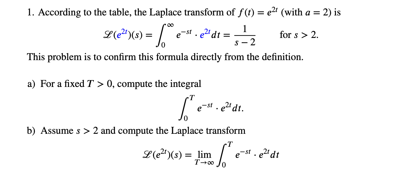 Solved 1. According to the table, the Laplace transform of | Chegg.com