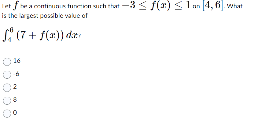 Solved Let F ﻿be A Continuous Function Such That -3≤f(x)≤1 | Chegg.com ...