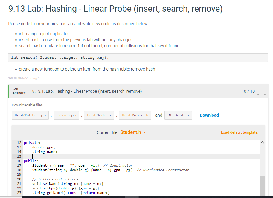 Solved C++ Please read the LAB and | Chegg.com