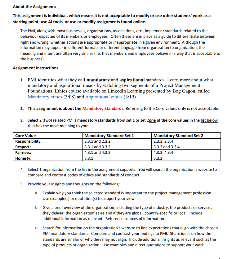 what is the individual assignment