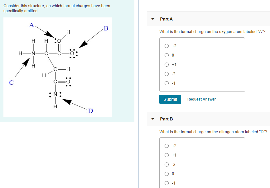 Solved Consider this structure, on which formal charges have | Chegg.com