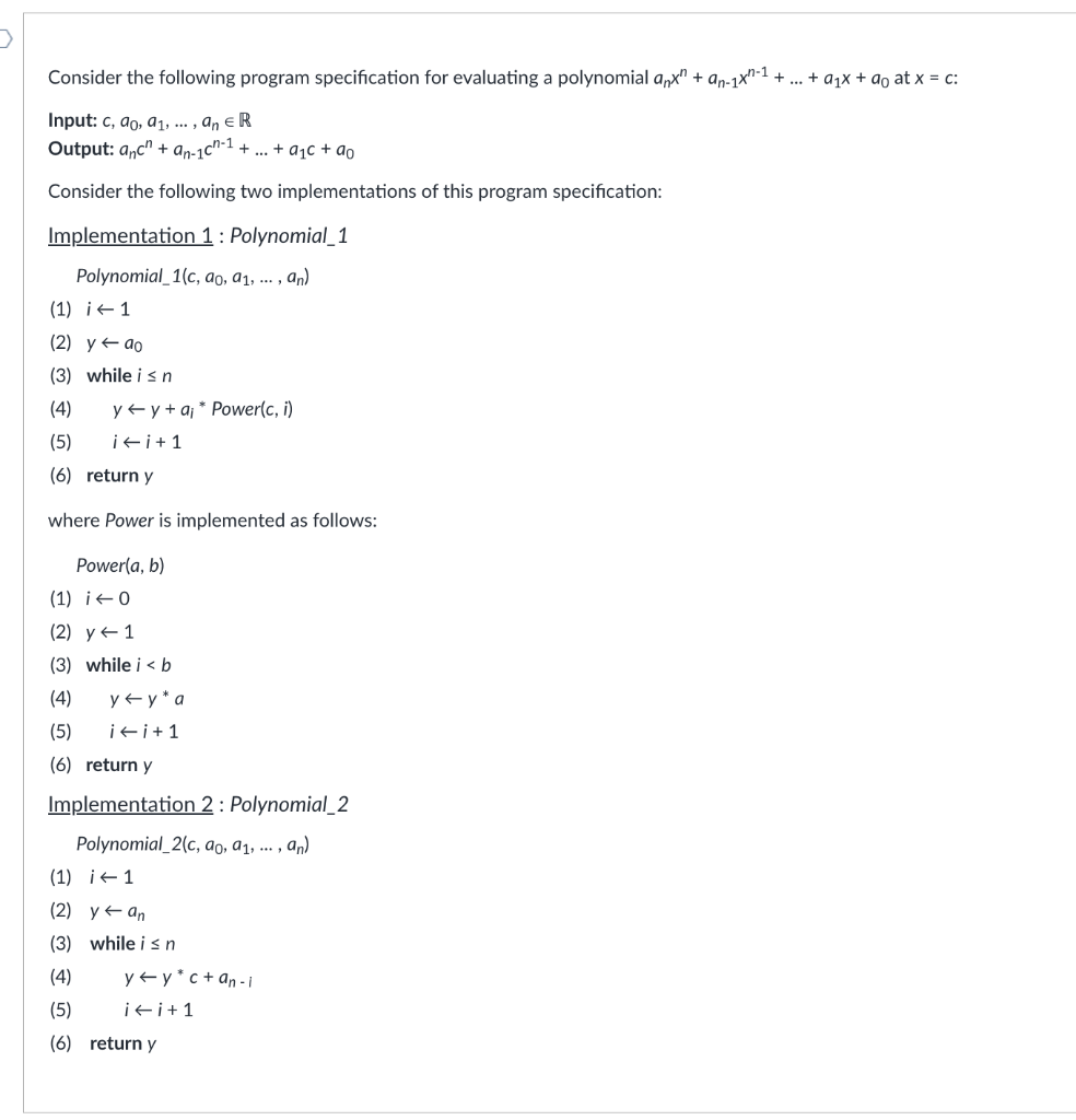Solved Consider the following program specification for | Chegg.com