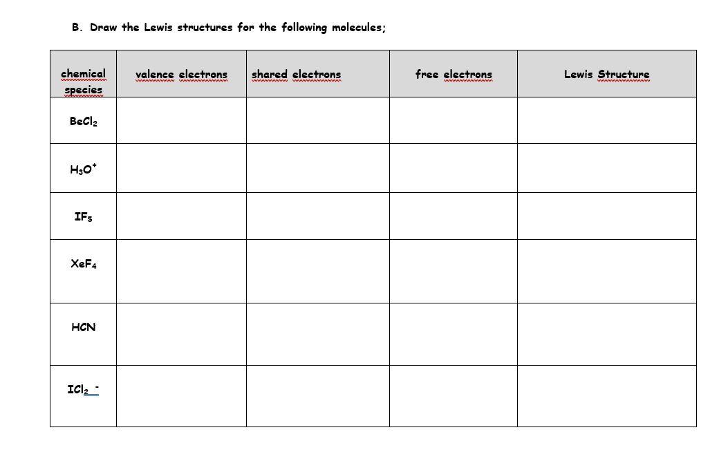 Solved B. Draw The Lewis Structures For The Following | Chegg.com
