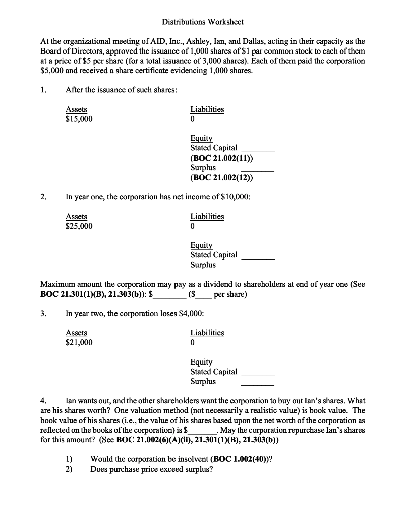 Solved Distributions Worksheet At the organizational meeting | Chegg.com