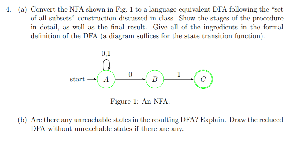 Solved (a) Convert The NFA Shown In Fig. 1 To A | Chegg.com