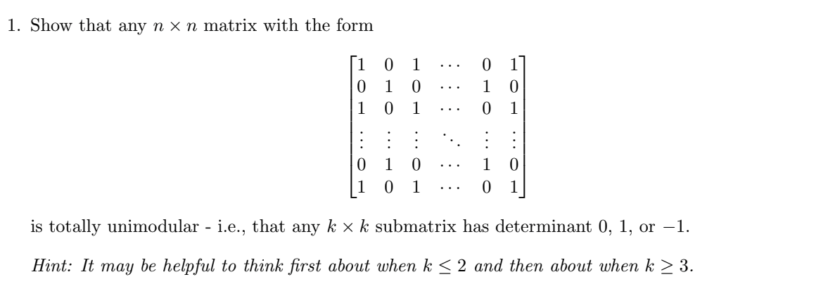 Solved 1. Show that any n×n matrix with the form | Chegg.com