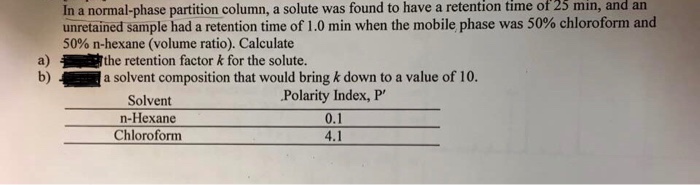 Solved time of 25 and In a normal-phase partition column, a | Chegg.com