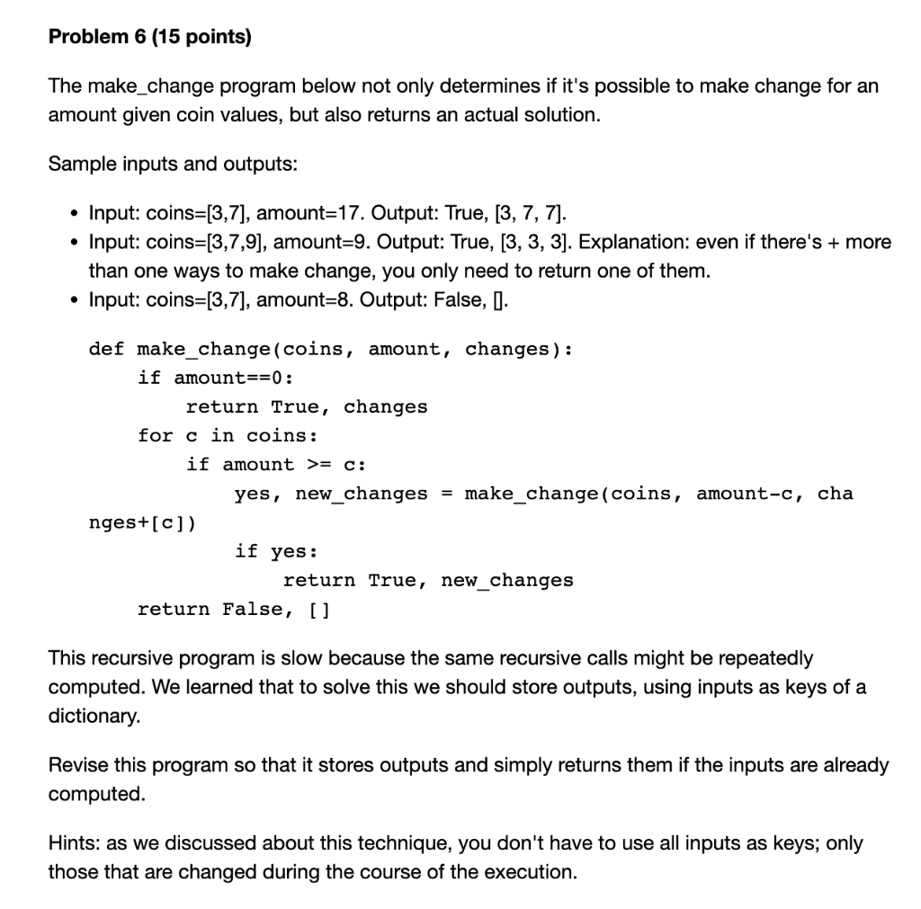 solved-problem-6-15-points-the-make-change-program-below-chegg