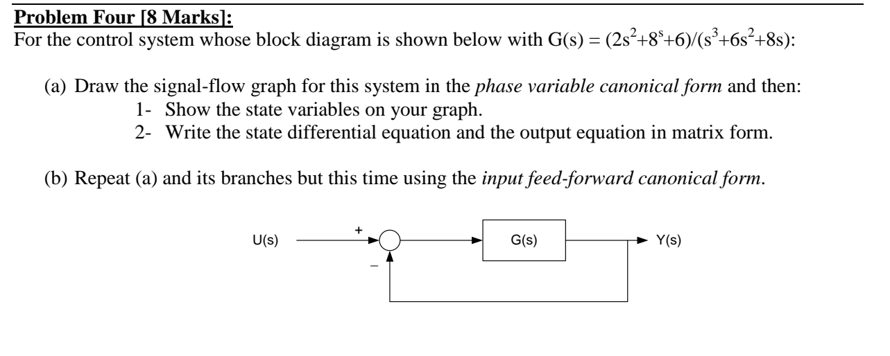 Solved Problem One [8 Marks: 1- Sketch a block diagram for a | Chegg.com