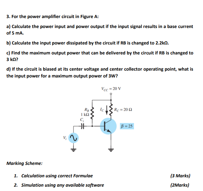 Solved 3. For The Power Amplifier Circuit In Figure A: A) | Chegg.com