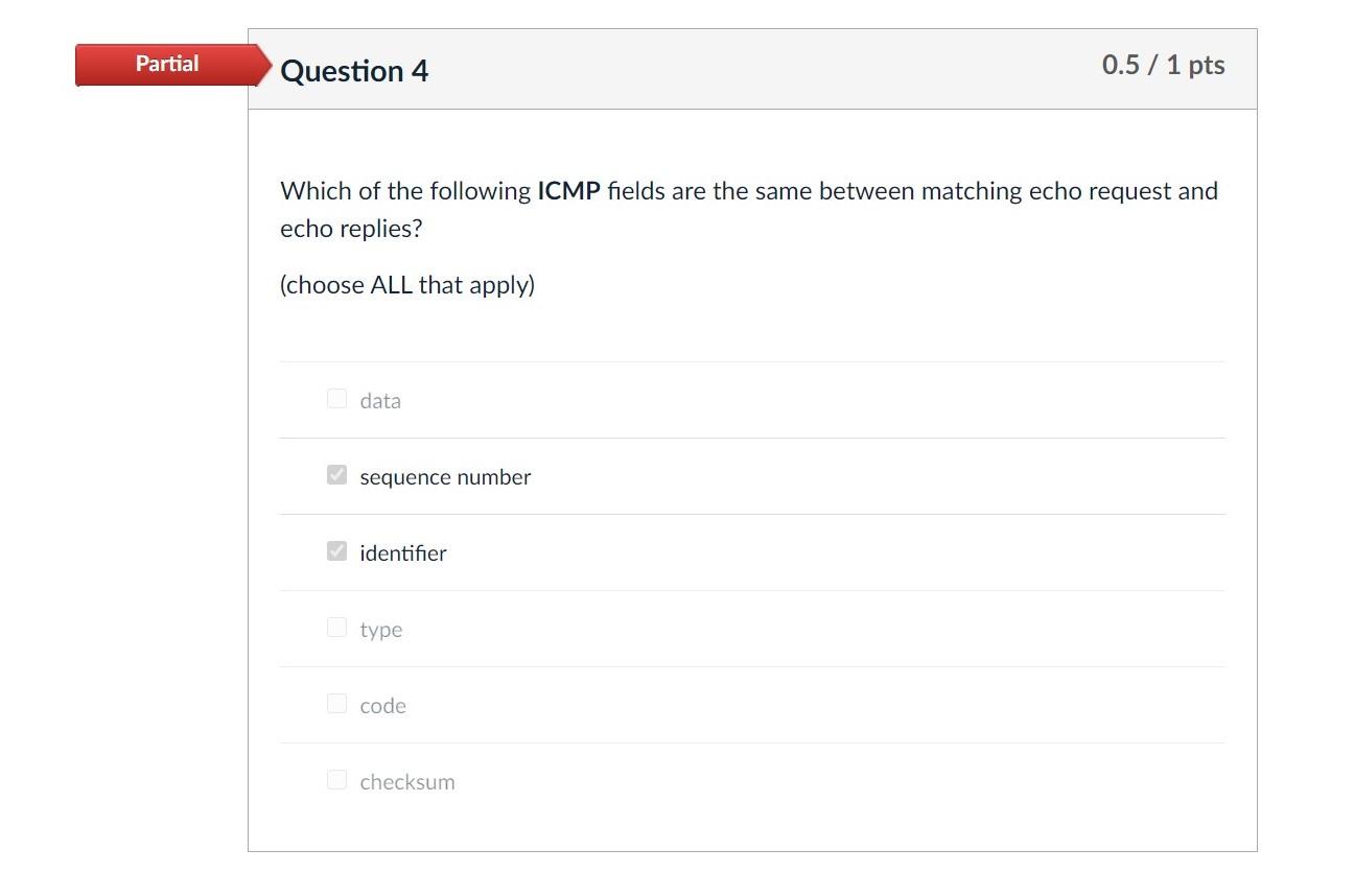 Solved Partial Question 4 0.5 / 1 pts Which of the following | Chegg.com
