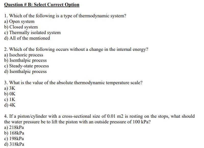 Solved 1. Which of the following is a type of thermodynamic | Chegg.com
