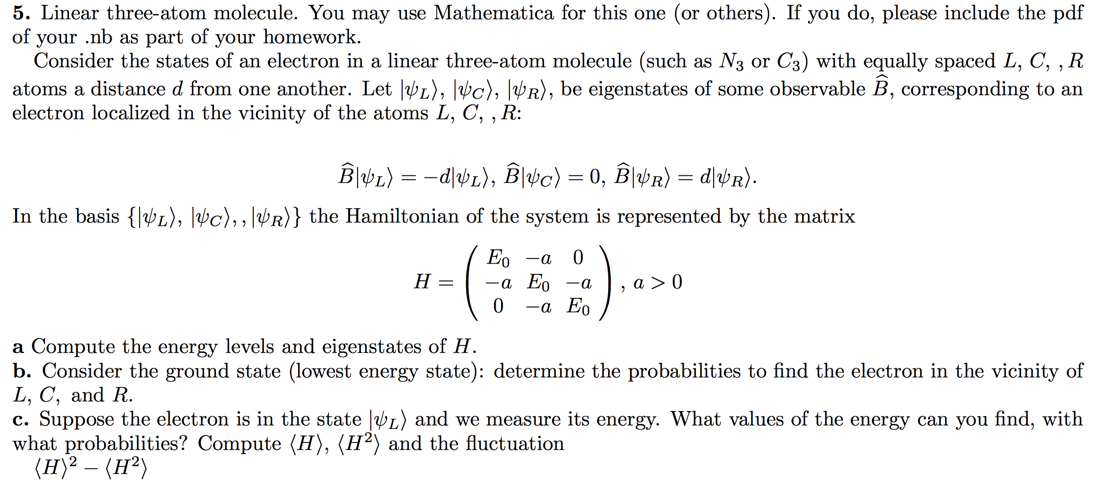 Solved 5. Linear three-atom molecule. You may use | Chegg.com