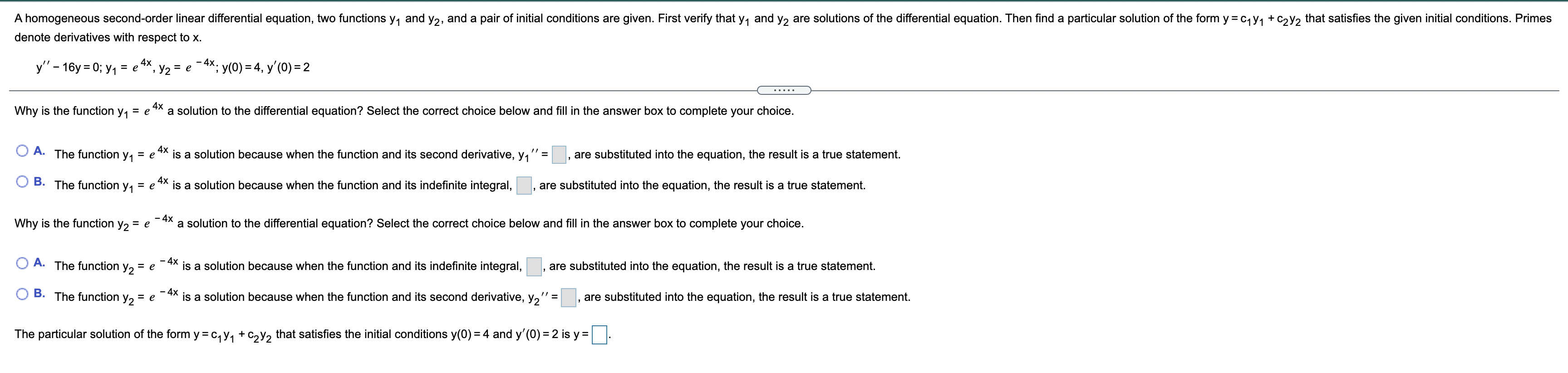 Solved a homogeneous second order linear differential chegg