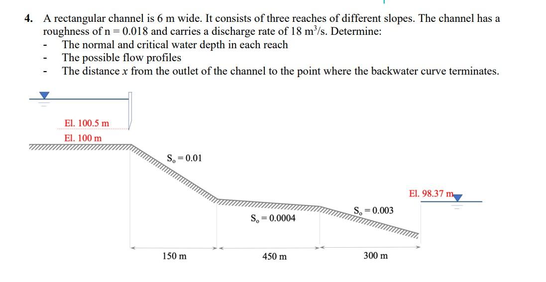 Solved 4. A rectangular channel is 6 m wide. It consists of | Chegg.com