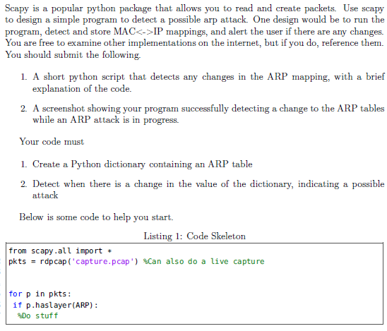 Solved Scapy is a popular python package that allows you to | Chegg.com