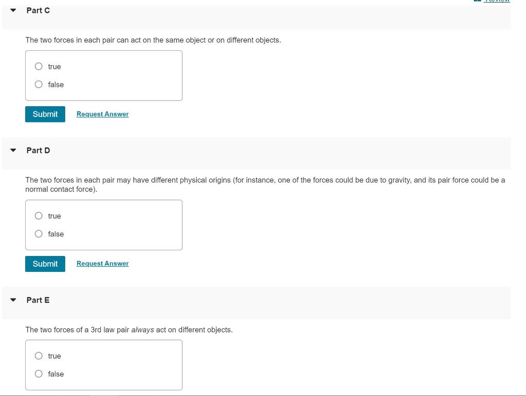 Solved The two forces in each pair can act on the same | Chegg.com