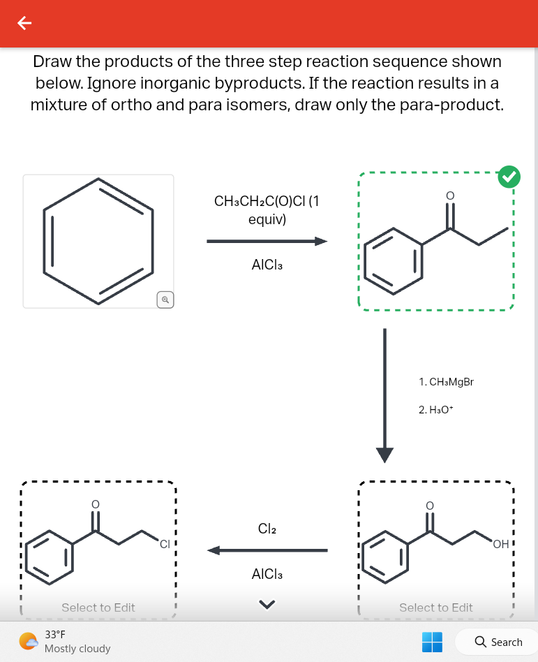 Solved Draw the products of the three step reaction sequence
