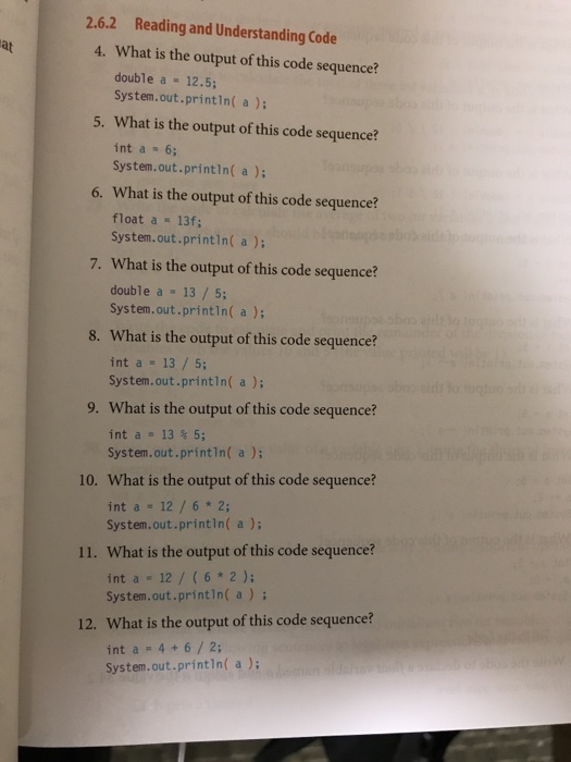 Solved 2.6.2 Reading and Understanding Code 4. What is the | Chegg.com