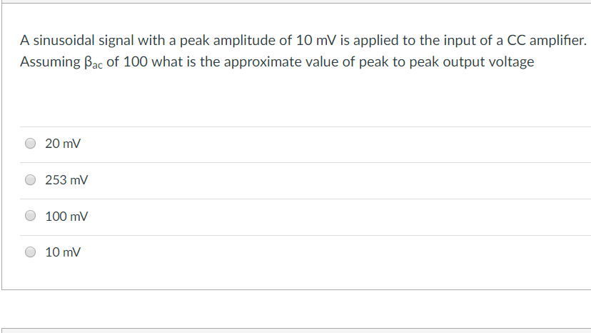 Solved A sinusoidal signal with a peak amplitude of 10 mV is | Chegg.com