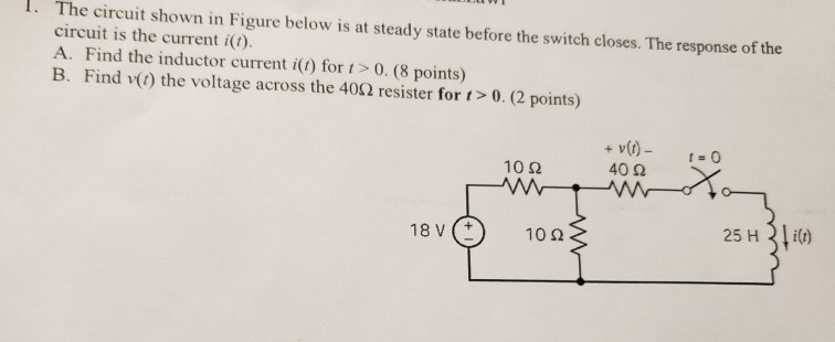 Solved The circuit shown in Figure below is at steady state | Chegg.com