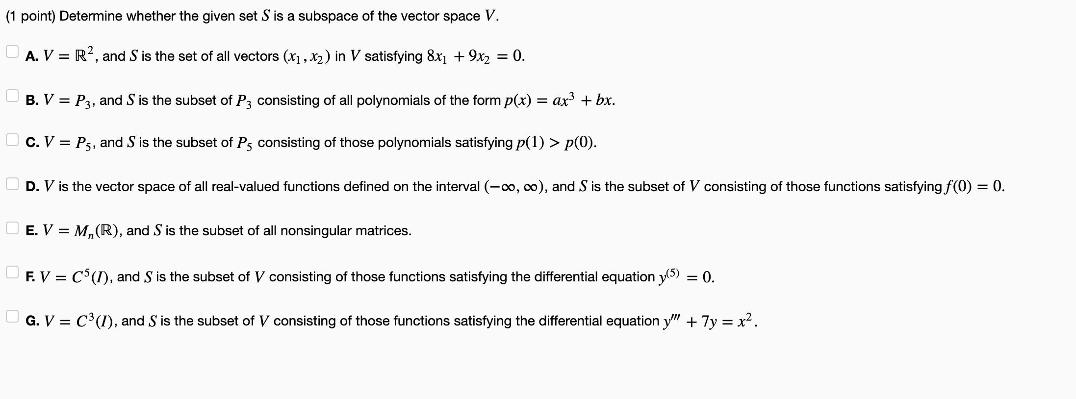 Solved 1 Point Determine Whether The Given Set S Is A