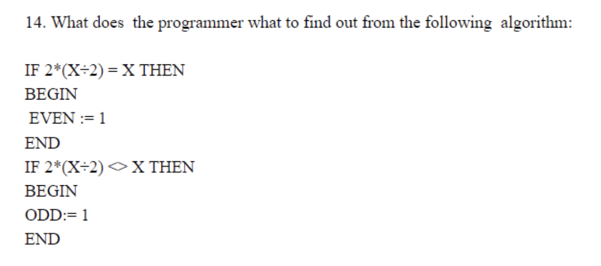 Solved 14. What does the programmer what to find out from | Chegg.com