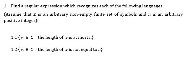 Solved 1. Find a regular expression which recognizes each of | Chegg.com