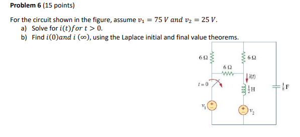 Solved Problem 6 (15 Points) For The Circuit Shown In The | Chegg.com