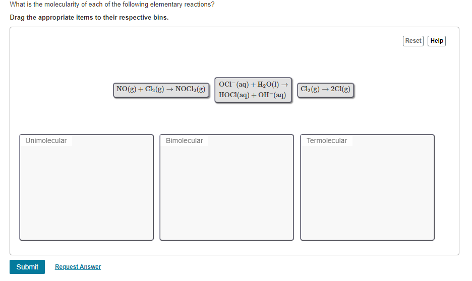 Solved What Is The Molecularity Of Each Of The Following | Chegg.com