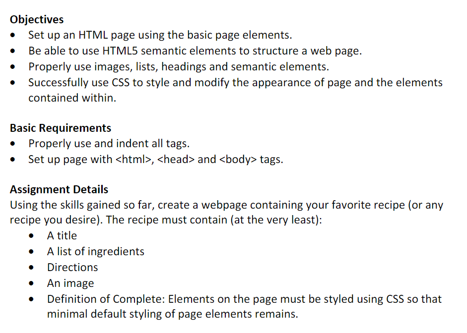 Solved Objectives - Set up an HTML page using the basic page | Chegg.com