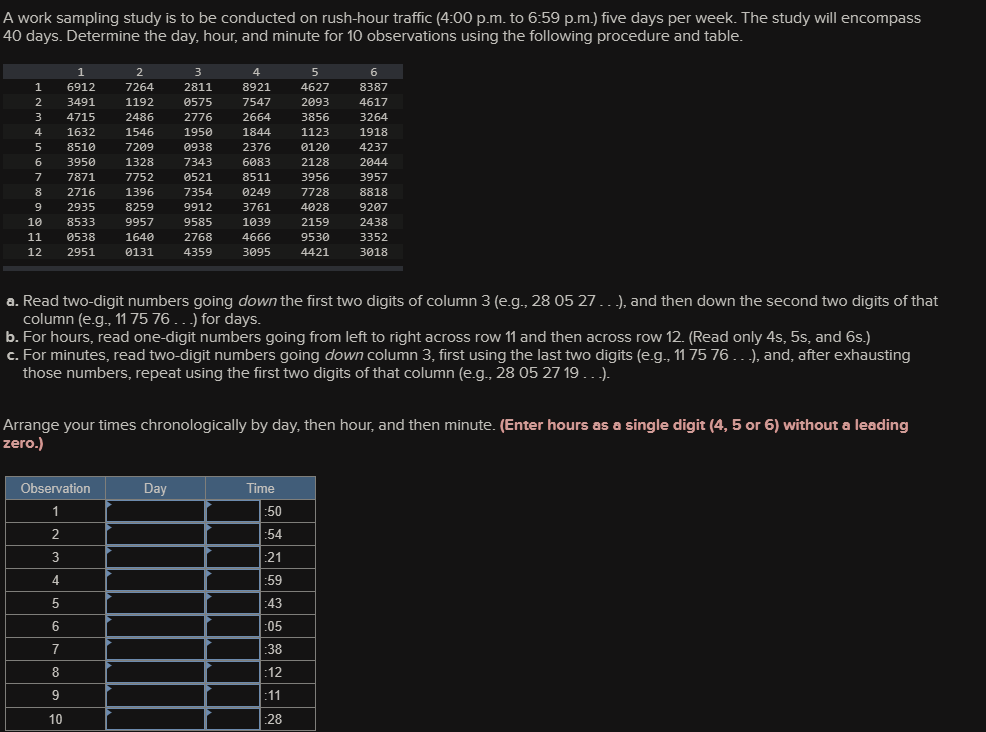 Solved A work sampling study is to be conducted on rush-hour | Chegg.com