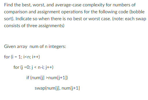 Find the best, worst, and average-case complexity for | Chegg.com