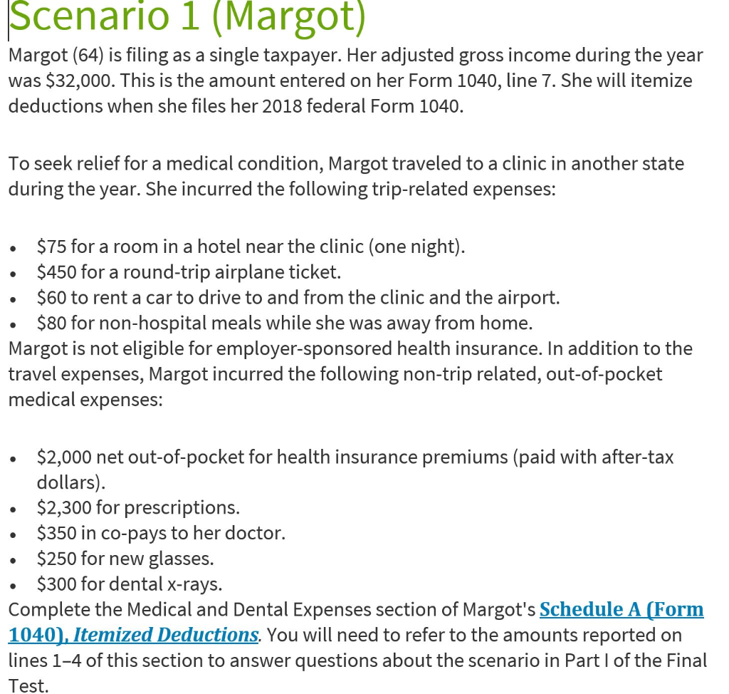 form 1040 health insurance deduction
 Solved: Scenario 17 (Margot) Margot (17) Is Filing As A Sin ...