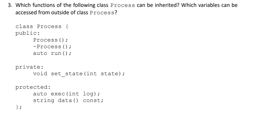 python - exec function, saving methods classes... Solved 3. Which functions of the following class Process can | Chegg.com