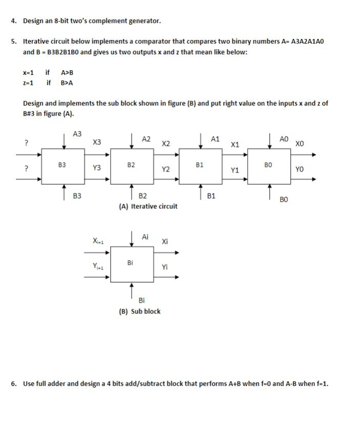 Solved 4. Design An 8-bit Two's Complement Generator 5. | Chegg.com