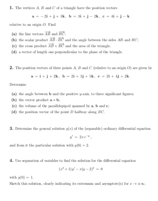 Solved 1. The vertices A, B and C of a triangle have the | Chegg.com