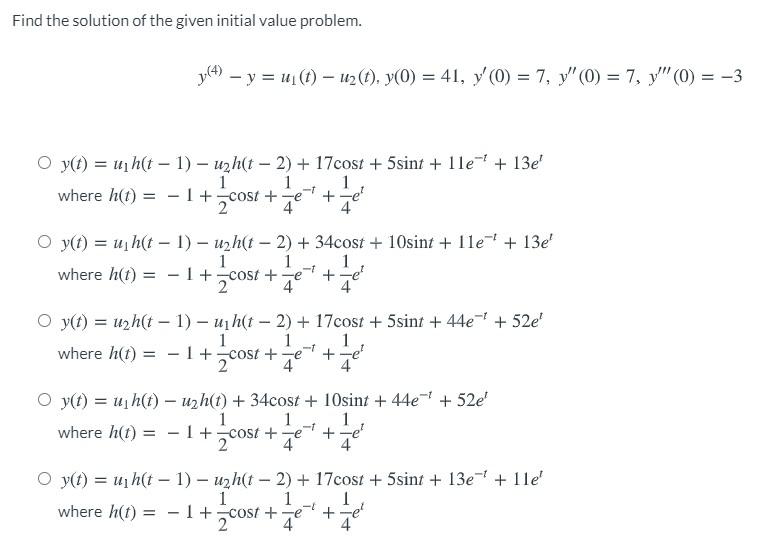 Solved Find the solution of the given initial value problem. | Chegg.com