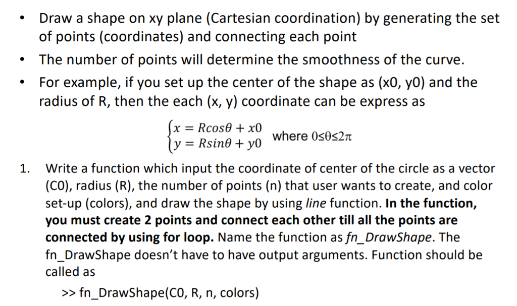 Draw a shape on xy plane (Cartesian coordination) by | Chegg.com