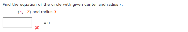 Solved Find the equation of the circle with given center and | Chegg.com
