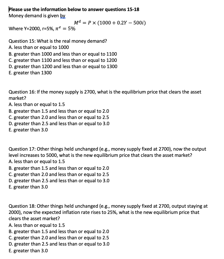 Solved Please use the information below to answer questions | Chegg.com