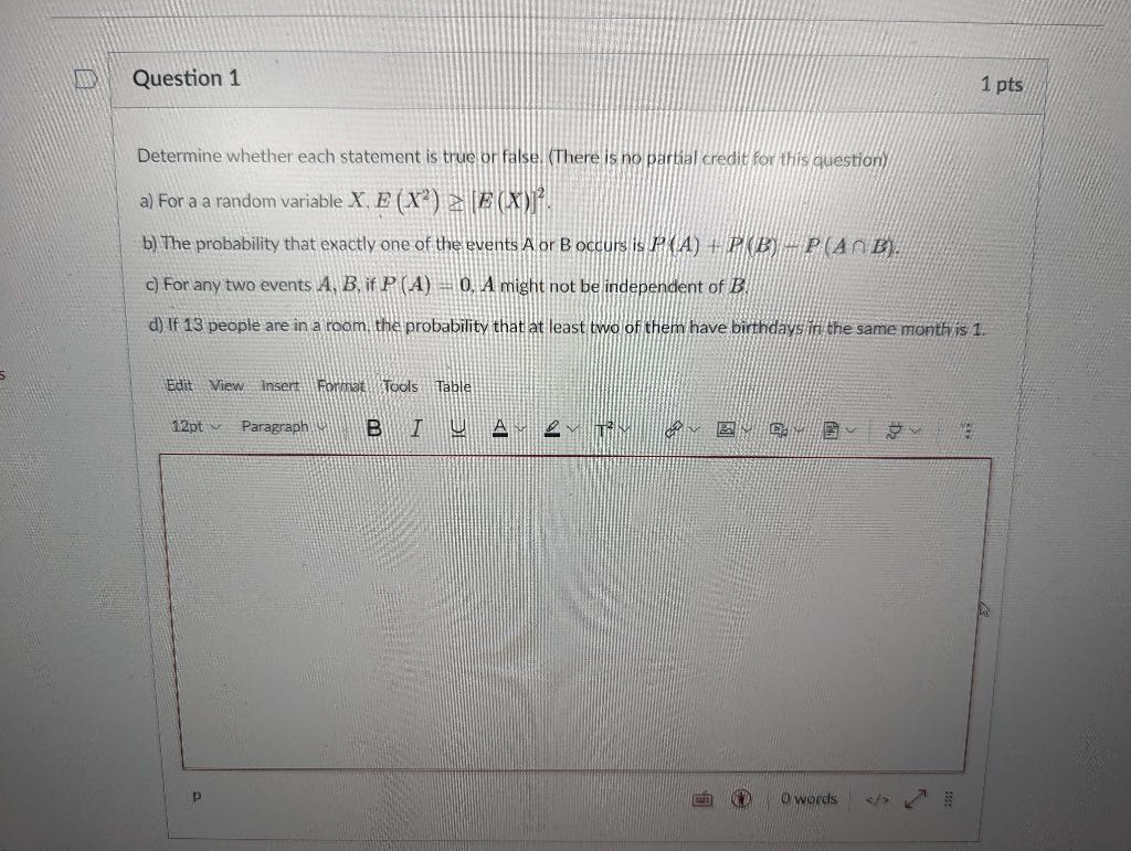 Solved Determine whether each statement is true or false. | Chegg.com