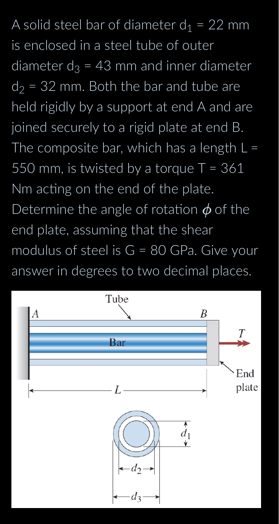 Solved A Solid Steel Bar Of Diameter Mathrm D Chegg Com