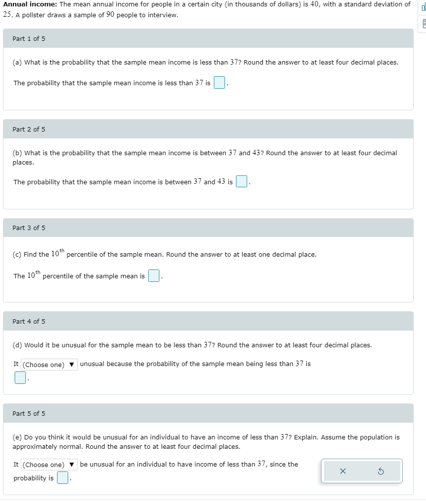 Solved Annual income: The mean annual income for people in a | Chegg.com