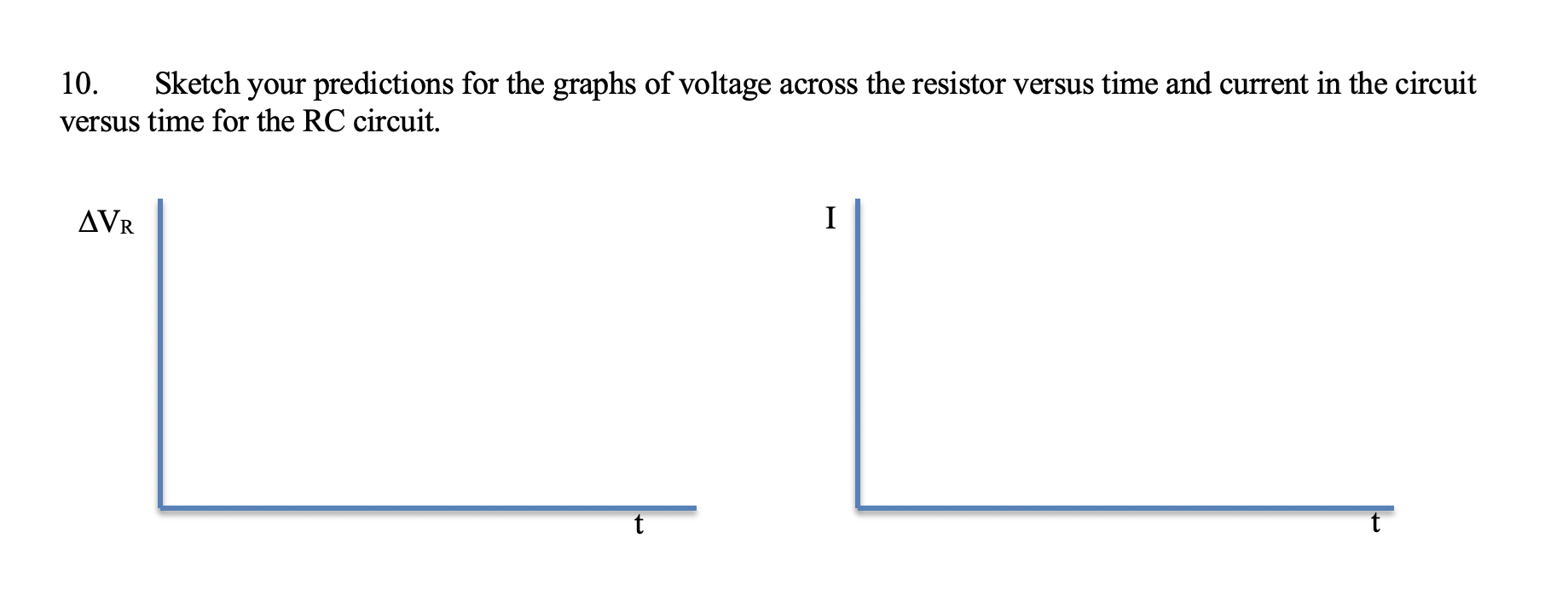 Solved 10. Sketch your predictions for the graphs of voltage | Chegg.com