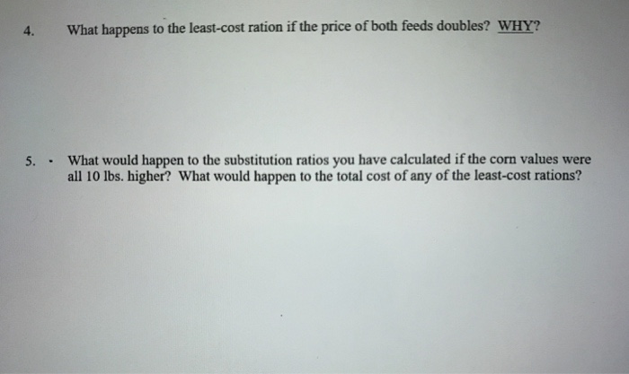 4. What happens to the least-cost ration if the price | Chegg.com