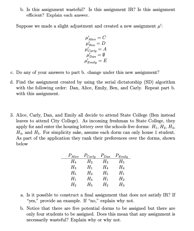 Solved b. Is this assignment wasteful? Is this assignment | Chegg.com