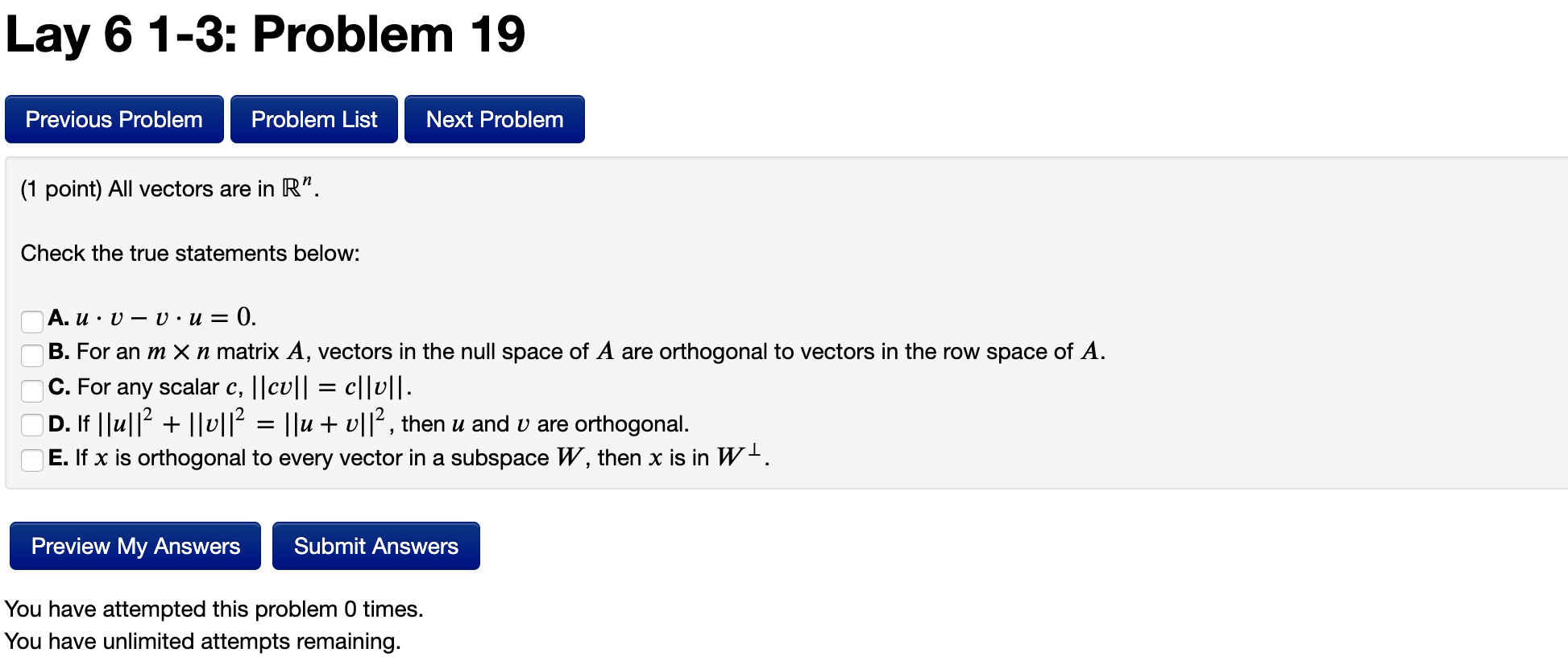 Solved Lay 6 1 3 Problem 19 Previous Problem Problem List Chegg